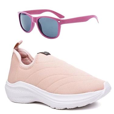 Imagem de Tenis Infantil Meninas Calce Facil Leve Tipo Meia + Oculos Cor:Rosa;Tamanho:32