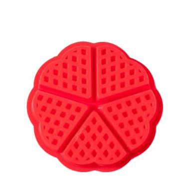 Imagem de Molde De Silicone Para Waffles Crocante com 5 Cavidades Antiaderente Formato de Coração Fazer Panquecas e Omeletes Personalizados (Vermelho)