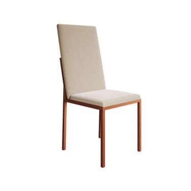 Imagem de cadeira mônaco premium veludo bege e cobre