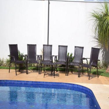 Imagem de Conjunto de 06 Cadeiras E Mesa De Centro Área Varanda Piscina Churrasqueira 
