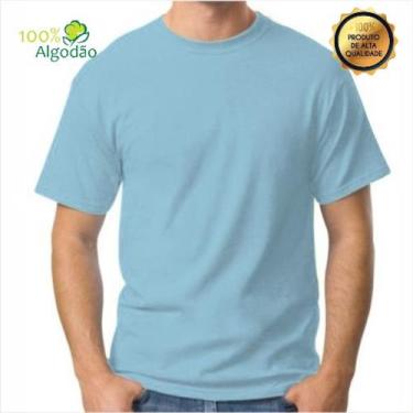Imagem de Camiseta Azul Bebê Turquesa Camisa Masculina Básica 100% Algodão 30.1