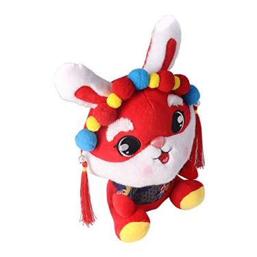 Imagem de Coelhinho de Pelúcia Decoração Adorável Boneca Coelho de Ano Novo de Algodão PP para Reunião Anual (25 cm / 9,8 pol.)