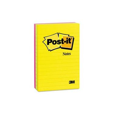 Imagem de Blocos originais da Post It Notes em cores Jaipur, forrado, 4 x 6, 100 folhas, pacote com 3