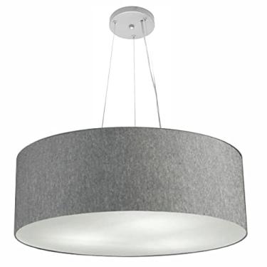 Imagem de Lustre Pendente Cilíndrico Cúpula Tecido 60x21 cm, Vivare Iluminação, Pendente4010 CZ, Cinza, Grande