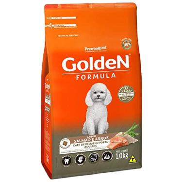 Imagem de Ração Golden Fórmula Mini Bits para Cães Adultos de Pequeno Porte Sabor Salmão e Arroz, 1kg Premier Pet Para Todas Pequeno Adulto,