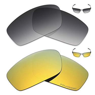 Imagem de Mryok+ 2 pares de lentes polarizadas de substituição para óculos de sol Oakley Splinter – Cinza dégradé Tint/Ouro 24K