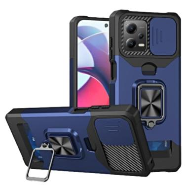 Imagem de Capa case antichoque para Xiaomi Poco X5 PRO 5G Capinha anti impacto com porta cartão, protetor de câmera e anel magnético (POCO X5 PRO, AZUL)