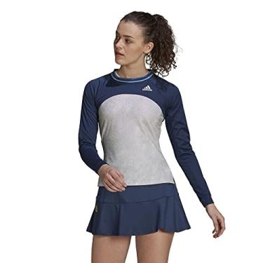 Imagem de adidas Camiseta feminina Match Shrug PB manga longa gola redonda azul marinho/alumínio médio