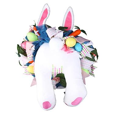 Imagem de Pingente de pendurar para porta de Páscoa guirlanda de coelho decoração de casa de fazenda ornamento grande 61 cm polvo