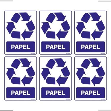 Imagem de Combo 6 Adesivos De Sinalização Lixo Papel 15x20 Ekomunike - S-239 F9e