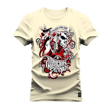 Imagem de Camiseta Casual Malha Confortável Estampada Rock Festable Perola P
