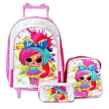 Imagem de Mochila LoL Splatter hairgoals Rodinhas Lancheira Estojo Kit