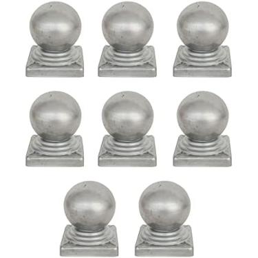 Imagem de 8 x remates de cerca de esfera, tampas de poste de cerca, metal galvanizado, decks de jardim, tampa de bola, 80x80mm