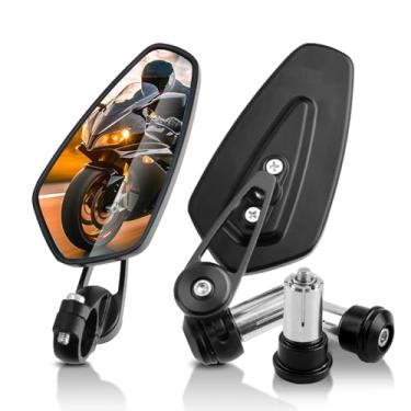 Imagem de Vatkan Espelhos retrovisores de motocicleta de 22 mm compatíveis com a maioria das Honda Grom, Kawasaki, Suzuki, Ducati, Yamaha e mais (preto)