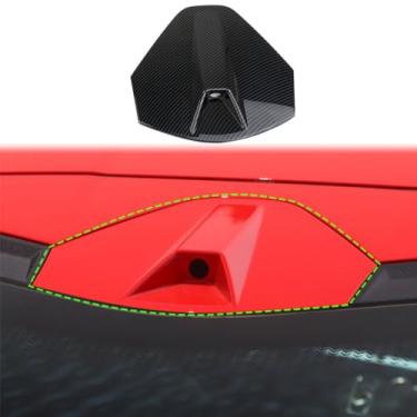 Imagem de crosselec Capa de câmera retrovisor de teto de carro estilo fibra de carbono acessórios de acabamento para Chevrolet Corvette C8 2020-2024 (compatível com cupê com câmera)