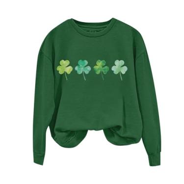 Imagem de Clearance Lightning Deals Of Today Slainte Moletom feminino Shamrock camisa irlandesa gola redonda túnica tops para mulheres verde XX-Grande