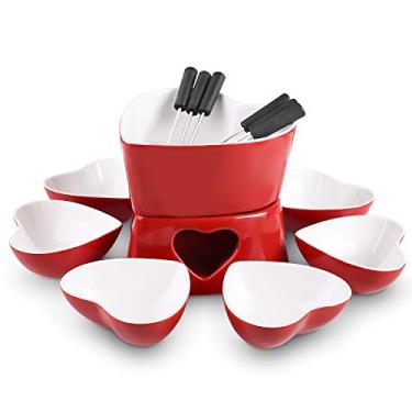 Imagem de [Maior e melhorado] Conjunto de panelas de fondue de cozinha Zen, conjunto de fondue de cerâmica vitrificada para fondue de chocolate ou queijo