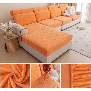 Imagem de Sofá De Estiramento Slipcover Sofá Capa Protetor De Móveis Sofá Macio Com Fundo Elástico Para Crianças, Poliéster Spandex Jacquard Tecido (A,Laranja01)