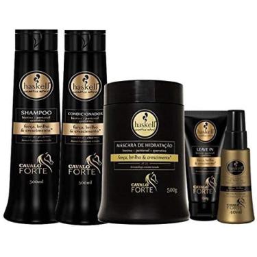 Imagem de Kit Haskell Cavalo Forte Xampu Shampoo Condicionador 500ml Máscara 500g Selante 40ml Leave in 150g 5 itens