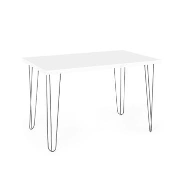 Imagem de Mesa De Jantar Retangular 4 Lugares 120x75 Base De Ferro Hairpin Branco - Straub Web