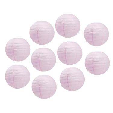 Imagem de Mudra Crafts Lanterna de papel com luz de LED, luminária redonda decorativa japonesa chinesa (rosa, 30,5 cm, pacote com 10)