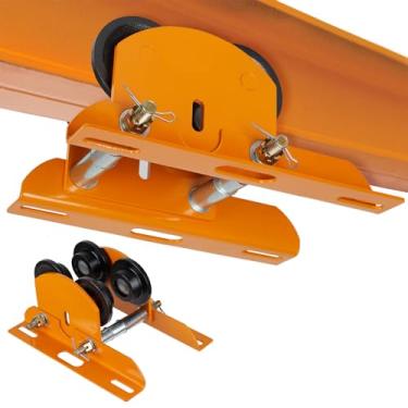 Imagem de Carrinho de viga I resistente para talha elétrica, carrinho de viga de elevação de 1/2 tonelada com rolos de trilho duplo, flange ajustável para vigas I, rodas pesadas com engrenagem de pressão Flange