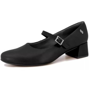 Imagem de Sapato Feminino Boneca Salto Bloco Couro Casual Usaflex