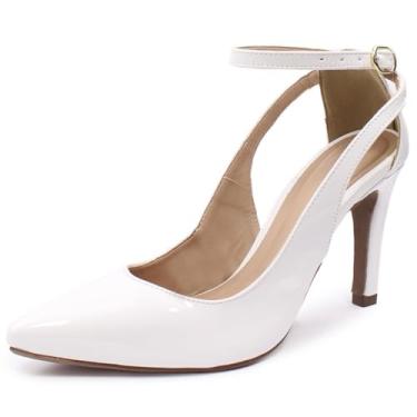 Imagem de Scarpin Modarpe Bico Fino Palmilha Confort Feminino S10 (Branco Verniz, BR, Adulto, Numérico, 38)