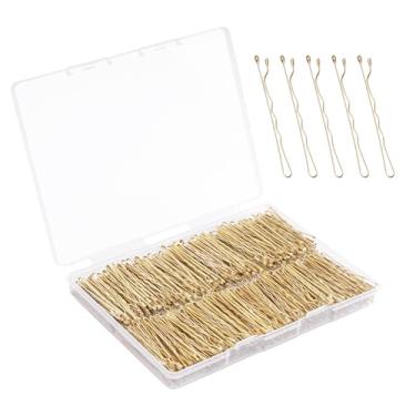 Imagem de Bobby Pins cabelo loiro, 500 peças de grampos loiros, 2 polegadas Premium Bobby Pins, prendedores de fixação segura com caixa de loja, grampos de cabelo para mulheres e meninas