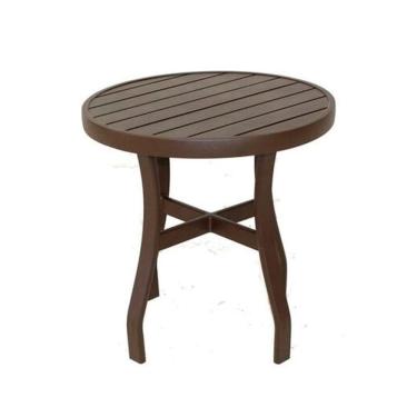 Imagem de Mesinha Mesa Lateral Com Tampo Ripado Pé Em X Marrom