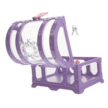 Imagem de Caixa Baú do Tesouro Criança Jóias para Brinquedos Infantis Baú com Trava Orelhas de Elfo Estojo de Maquiagem Baú de Pirata Gabinete de Jóias de Mesa Decorar Plástico Roxo Maquiagem Infantil/1025