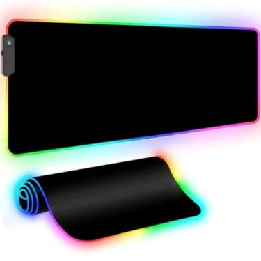 Imagem de Mouse Pad Gamer RGB Extra Grande Com Led Colorido Na Borda 80x30 Cm Cabo Borracha Antiderrapante