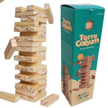Imagem de Torre De Equilibrio Jenga Torremoto Madeira Maciça 54 Peças