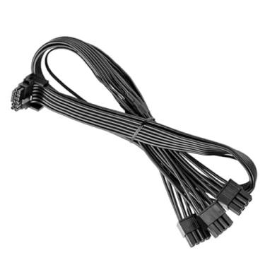 Imagem de Cabo de alimentação angular 12VHPWR PCIE 5.0 16AWG 600W duplo de 8 pinos para 16 pinos para Corsair 12 + 4 pinos para GPU de placa gráfica RTX 4090 4080 3090TI 4070Ti, apenas para fonte de alimentação