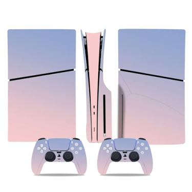 Imagem de Adesivo Skin para PS5 Slim Disc Edition, decalque de vinil para console de jogos e controle sem fio (azul rosa)