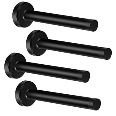 Imagem de Batentes de porta, batentes de porta de 12,5 cm de comprimento, montados na parede, para-choque de porta de aço inoxidável com pontas de borracha, proteção moderna para batente de porta, amortecimento de som, preto fosco, pacote com 4