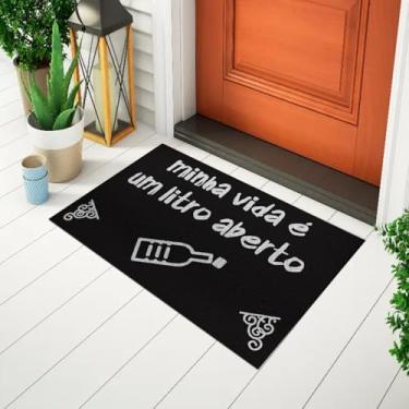 Imagem de Tapete Capacho De Porta Decorativo e Divertido Com Frase - Minha Vida é um Litro Aberto Ca0625