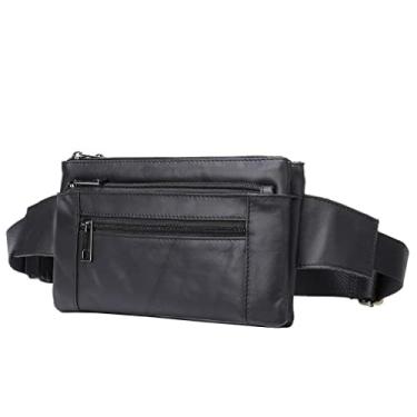 Imagem de Pochete de couro vintage para homens e mulheres, bolsa para viagem, caminhada, corrida, quadril, cinto, bolsa fina para celular, carteira café, #28black