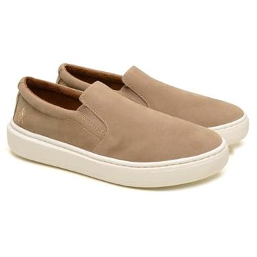 Imagem de Sapatenis Casual Masculino Polo London Club, Tênis Slip On Iate sem Cadarço Cano Baixo Carmuça Confort (Bege, BR, Adulto, Numérico, 38)