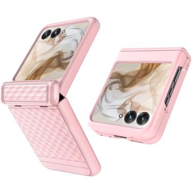 Imagem de Miimall Capa para Razr 2024 com proteção de dobradiça, protetor de tela embutido, textura elegante antiderrapante, capa protetora fina à prova de quedas para Moto Razr 50 (rosa)