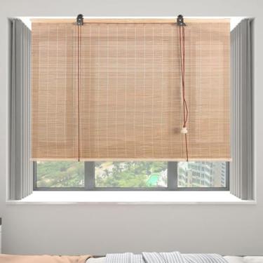Imagem de YYGJYGOO Persiana de rolo blackout de bambu, persianas de rolo de bambu natural, cortina decorativa retrô, para varanda, pátio, varanda, cozinha, portas (Cor: A, Tamanho: 60 cm x 100 cm/23,6 pol. x