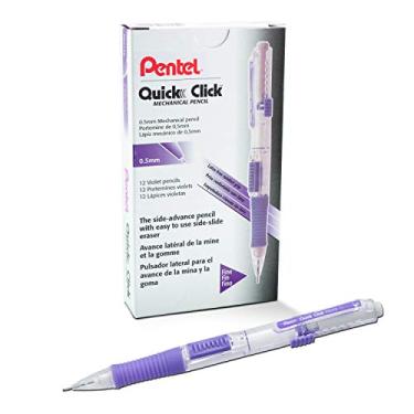 Imagem de Pentel Lapiseira de clique rápido (0,5 mm), corpo violeta, caixa com 12 lápis (PD215V)