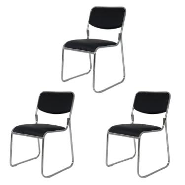 Imagem de Kit 3 Cadeiras de Escritório Atendimentos Eventos Consultório Base Fixa Dakkar Preta, Design Moderno para Sala de Jantar ou Cozinha