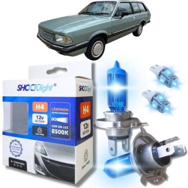 Imagem de Kit par lâmpadas super branca conector h4 8500k shocklight + par leds 