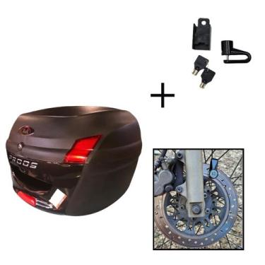 Imagem de Baú Bauleto 34l Awa + Cadeado Trava Disco Moto Antifurto, Preto