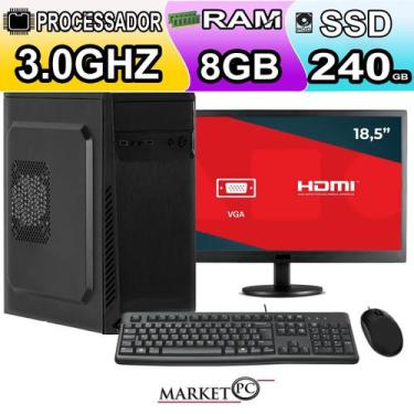 Imagem de Computador Completo 8gb ssd 240gb Monitor 18'5 Led Slim - marketpc