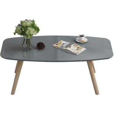 Imagem de Mesa de centro, mesa lateral para sofá de sala de estar em estilo europeu (H45CM), mesa baixa, mesa de estar de madeira maciça, mesa de estudo de lazer, A, 80X50X45CM