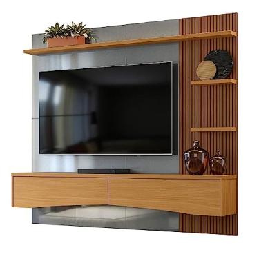 Imagem de Painel Para Sala 65 Polegadas Cinza Perolizado E Marrom Europa Lukaliam