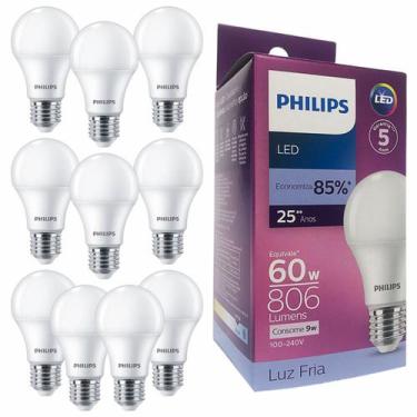 Imagem de Kit 10 Lâmpadas Led Philips Bulbo 9w Equivale 60w E27 Bivolt, Branco F