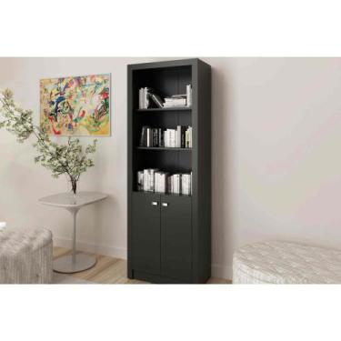 Imagem de Estante de Escritório ME4110 c/ 2 Portas e 3 Prateleiras Preto - Tecno